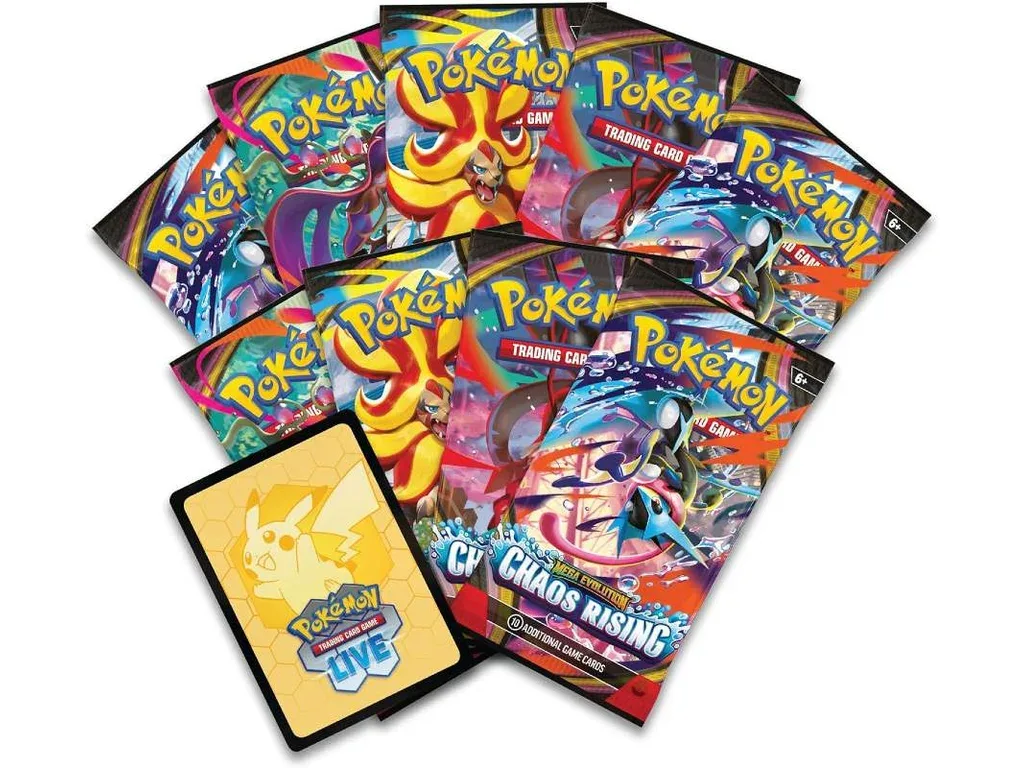 Pokémon TCG: Mega Evolution – Chaos Rising Elite Trainer Box obsah